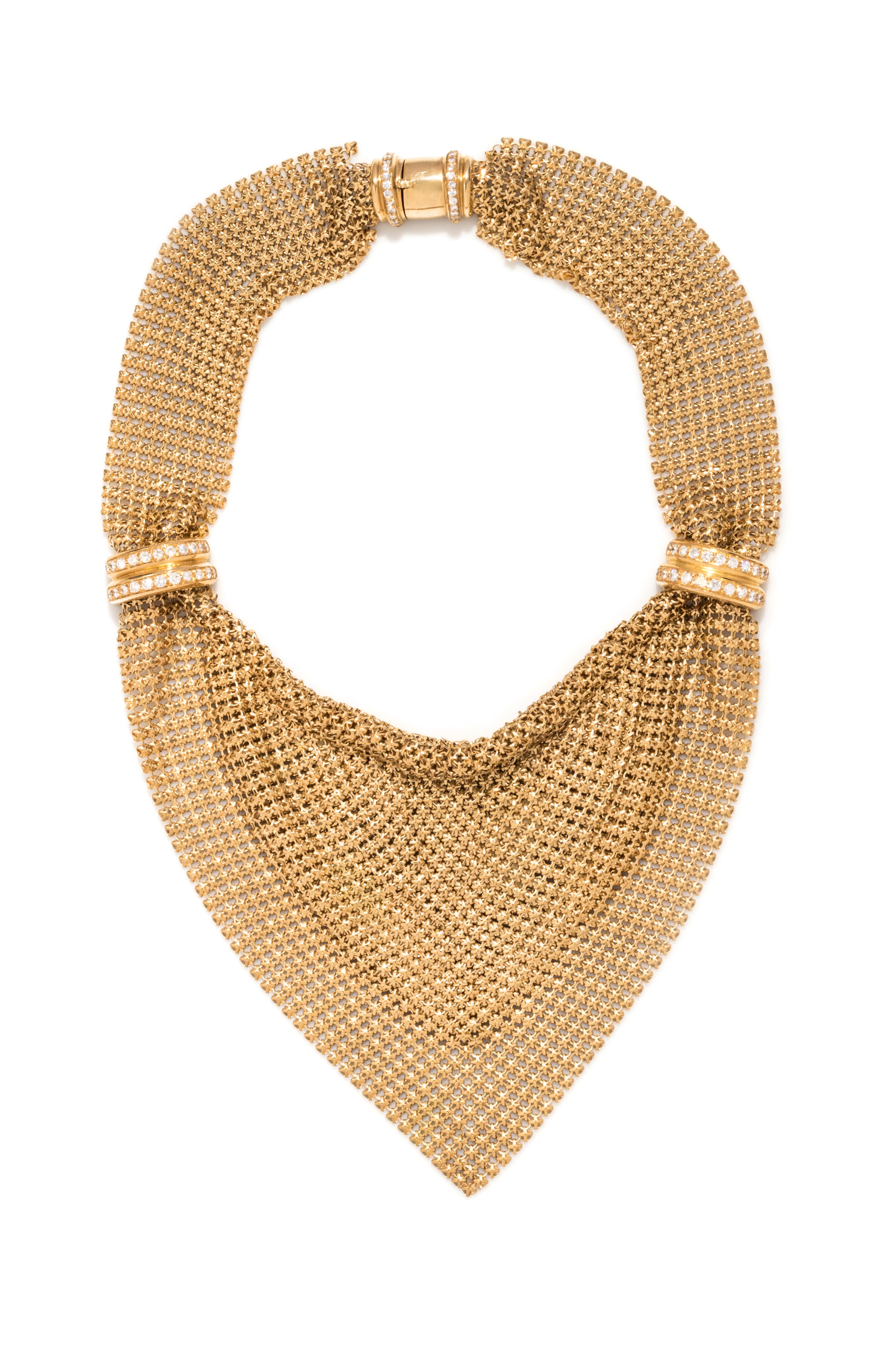 YELLOW GOLD AND DIAMOND BIB NECKLACE