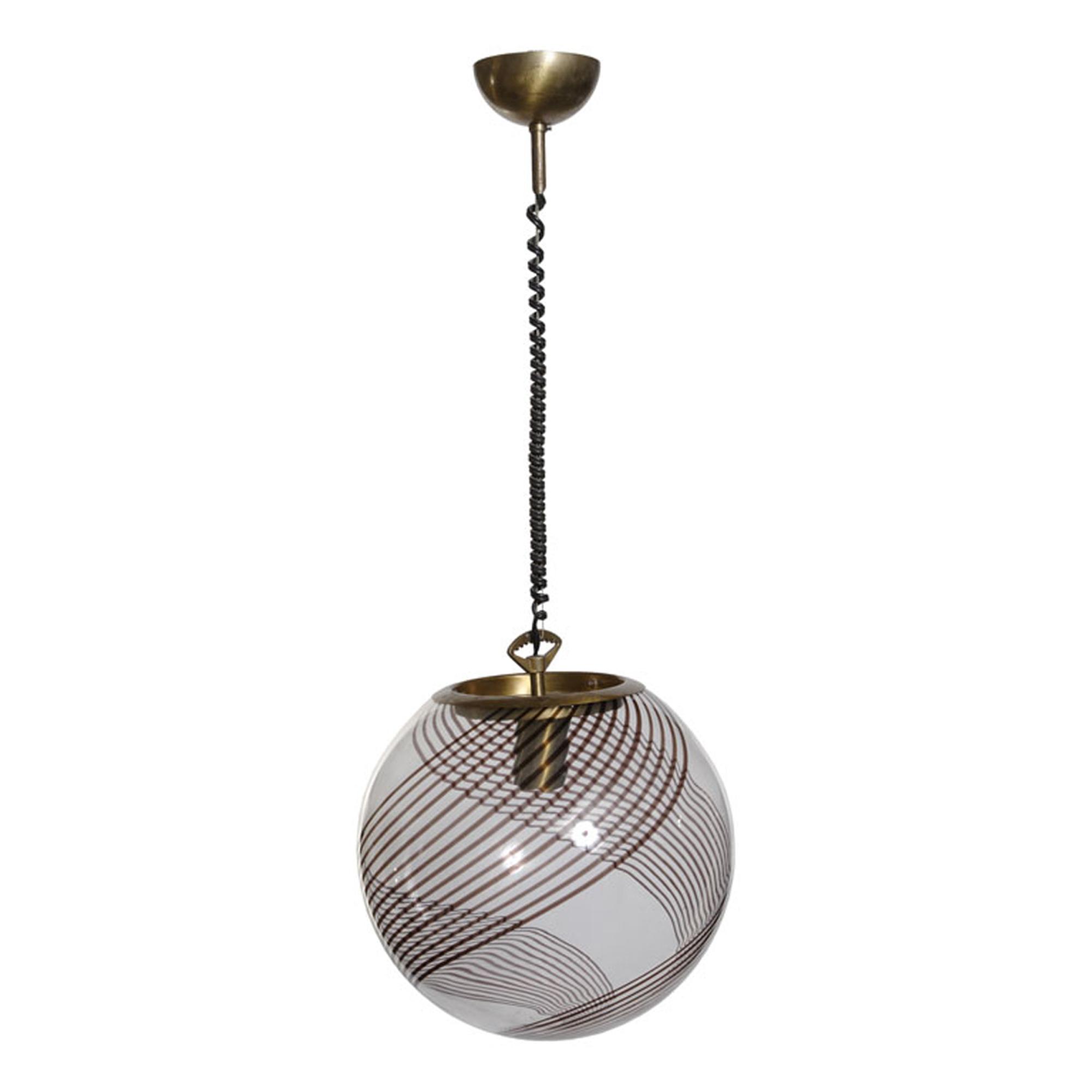 A Mid-Century Brass and Glass Light Fixture 16" W x 16" D x 36" H — Italy, Mid-20th Century