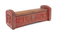 A Chinese Red Lacquered Wood Box Length 15 inches.