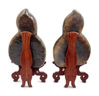 A Pair of Chinese Export Carved Jade Coupes with Stands