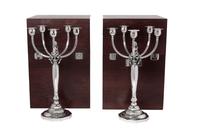 A Pair of Johan Rohde for Georg Jensen Silver Five-Light Candelabra