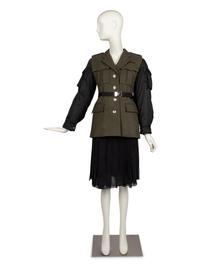 Prada Green Wool Coat With Black Sleeves, 2019