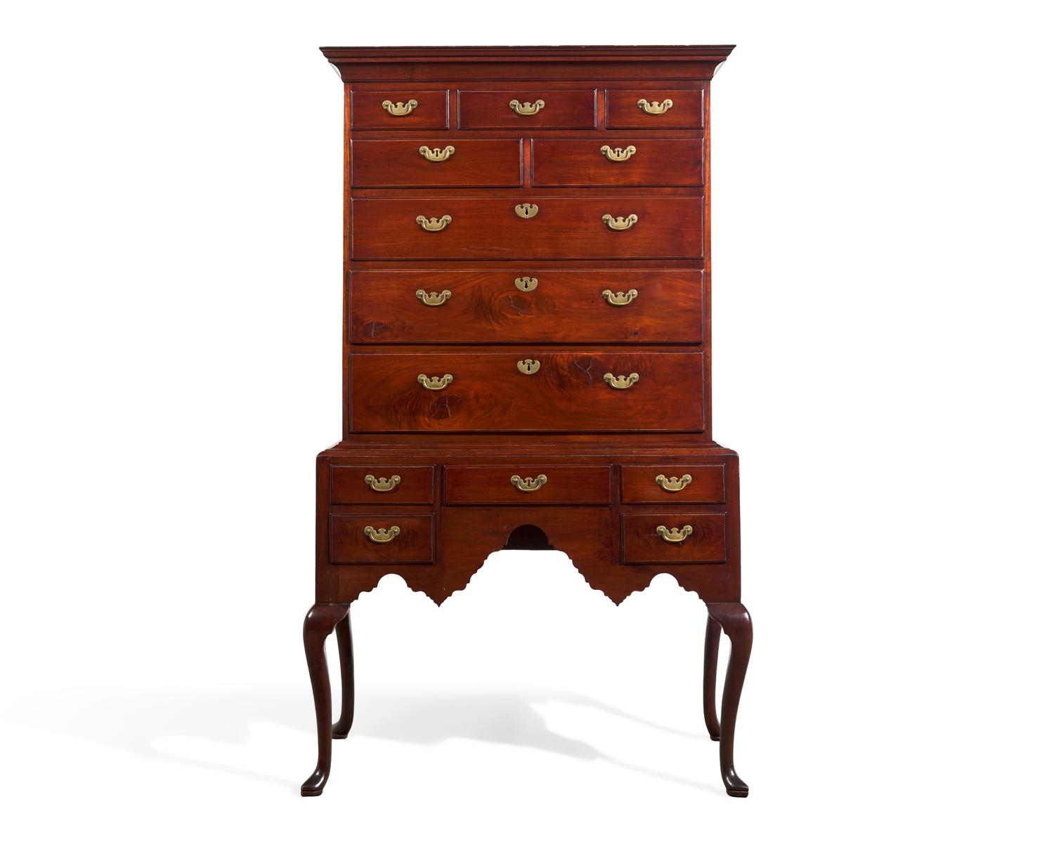 A Queen Anne Walnut High Chest of Drawers