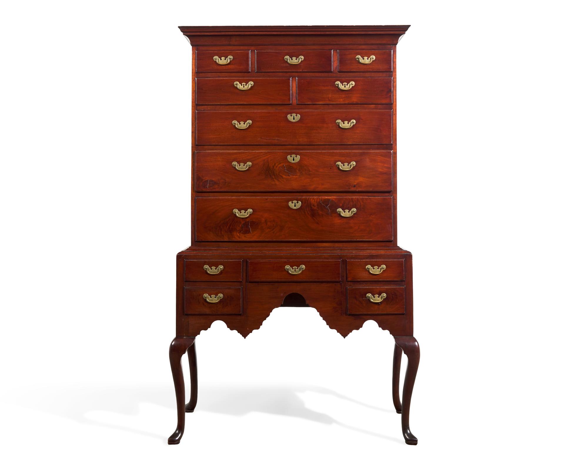 A Queen Anne Walnut High Chest of Drawers