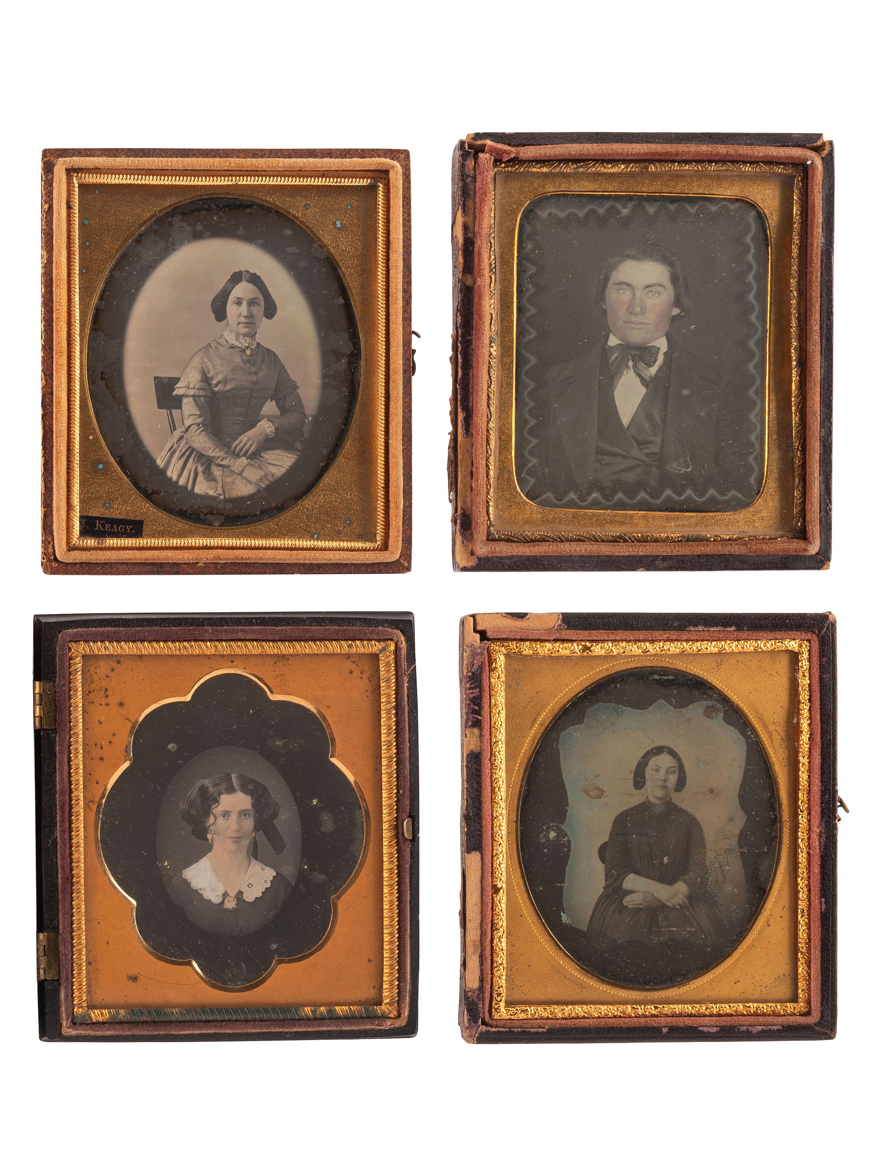 [EARLY PHOTOGRAPHY]. A collection of 11 daguerreotypes featuring artistic borders, including: