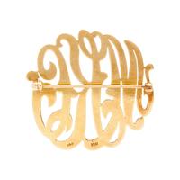 YELLOW GOLD INITIAL BROOCH AND MONOGRAMMED BANGLE