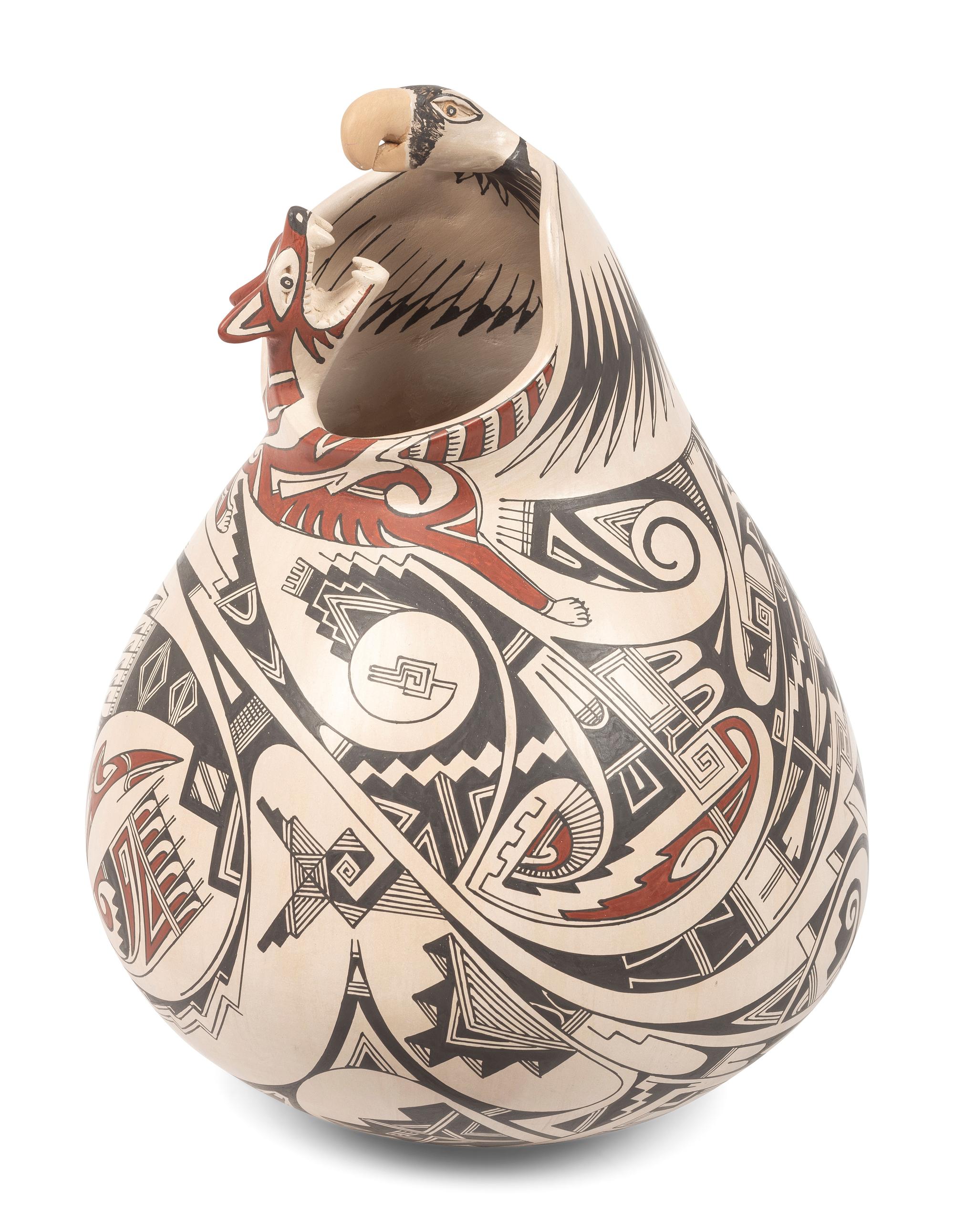 Pottery Vase, with Jaguar and Eagle