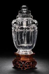 A Rock Crystal Hexagonal Vase and Cover