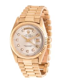 ROLEX, 18K YELLOW GOLD AND DIAMOND REF. 1803 'OYSTER PERPETUAL DAY-DATE' WRISTWATCH