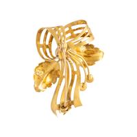 YELLOW GOLD, CULTURED PEARL, AND TURQUOISE BROOCH
