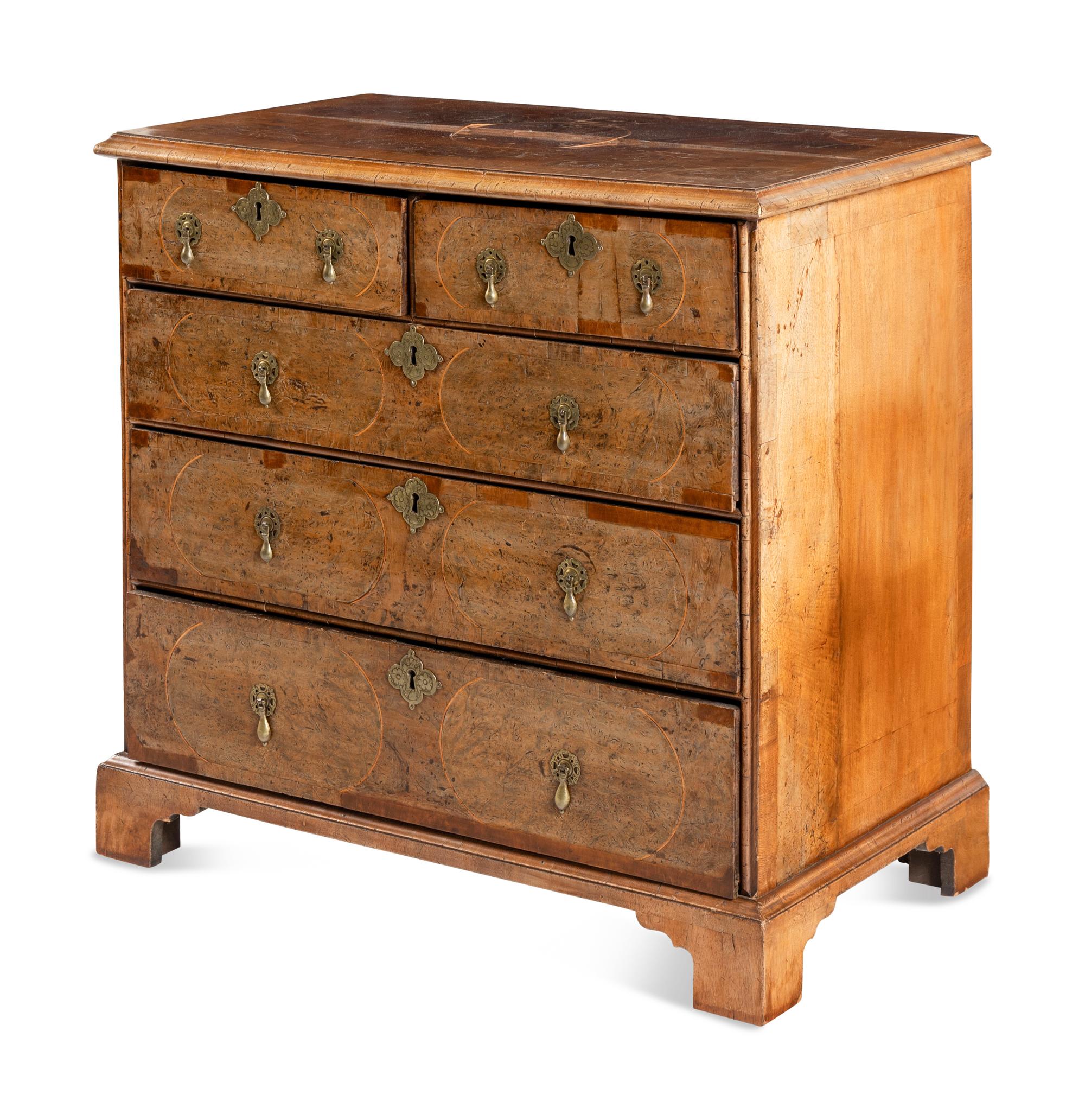 A William and Mary Walnut Chest of Drawers