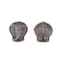 LONGMIRE, WHITE GOLD CARVED ELEPHANT CUFFLINKS