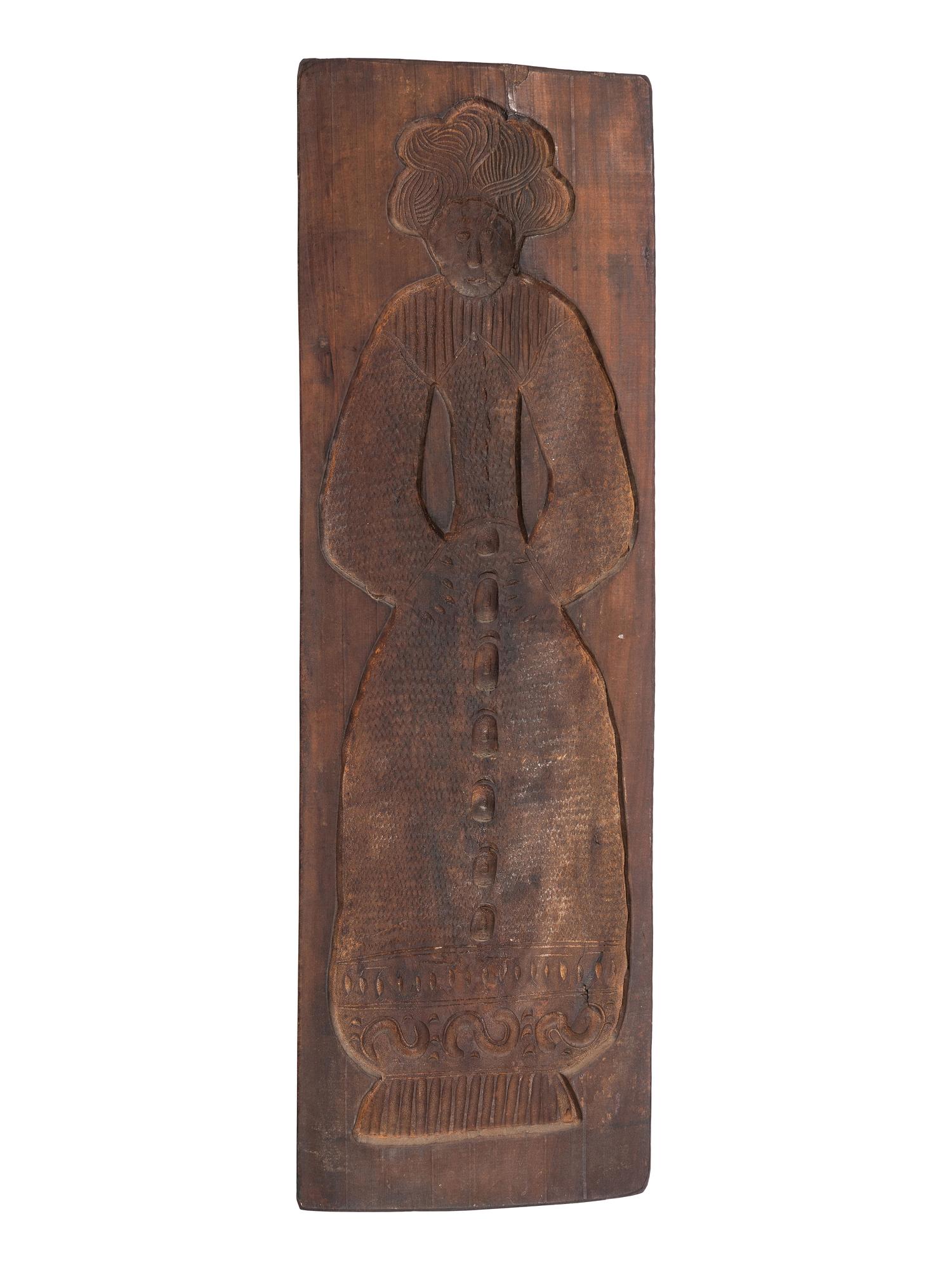 A Pair of Large Carved Wood Figural Butter Biscuit Molds