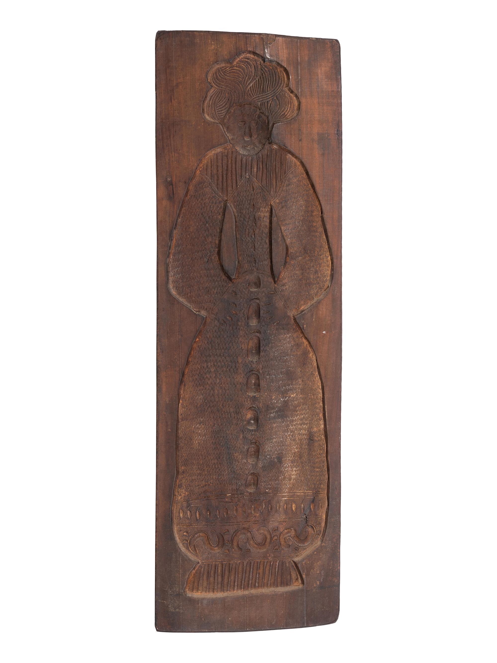 A Pair of Large Carved Wood Figural Butter Biscuit Molds