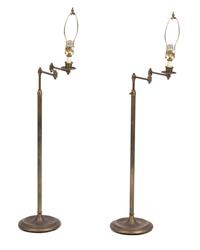 A Pair of Adjustable Brass Floor Lamps Height 57 inches. — 20TH CENTURY