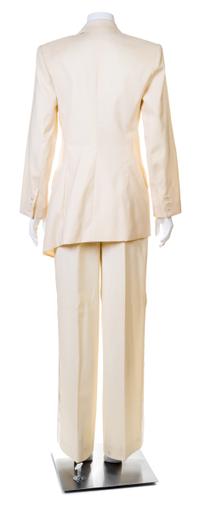 A Givenchy Ivory Wool Double Breasted Tuxedo, Size 42.