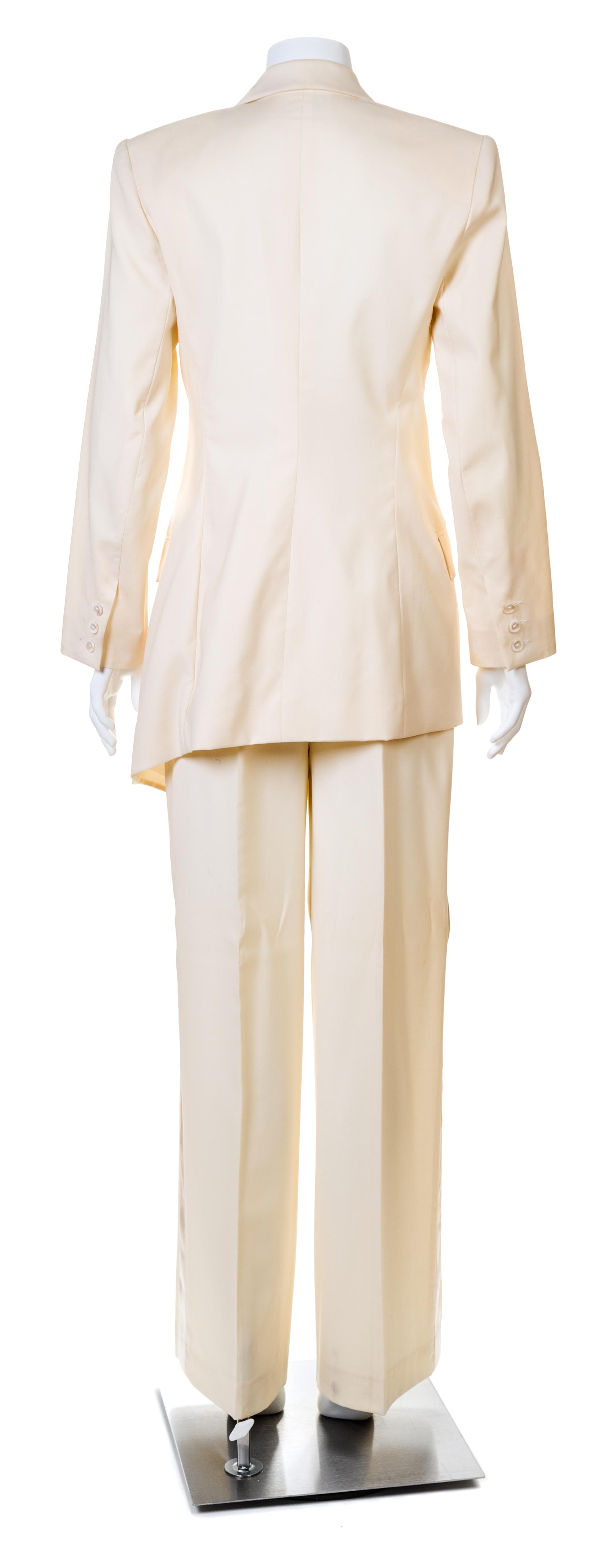 A Givenchy Ivory Wool Double Breasted Tuxedo, Size 42.