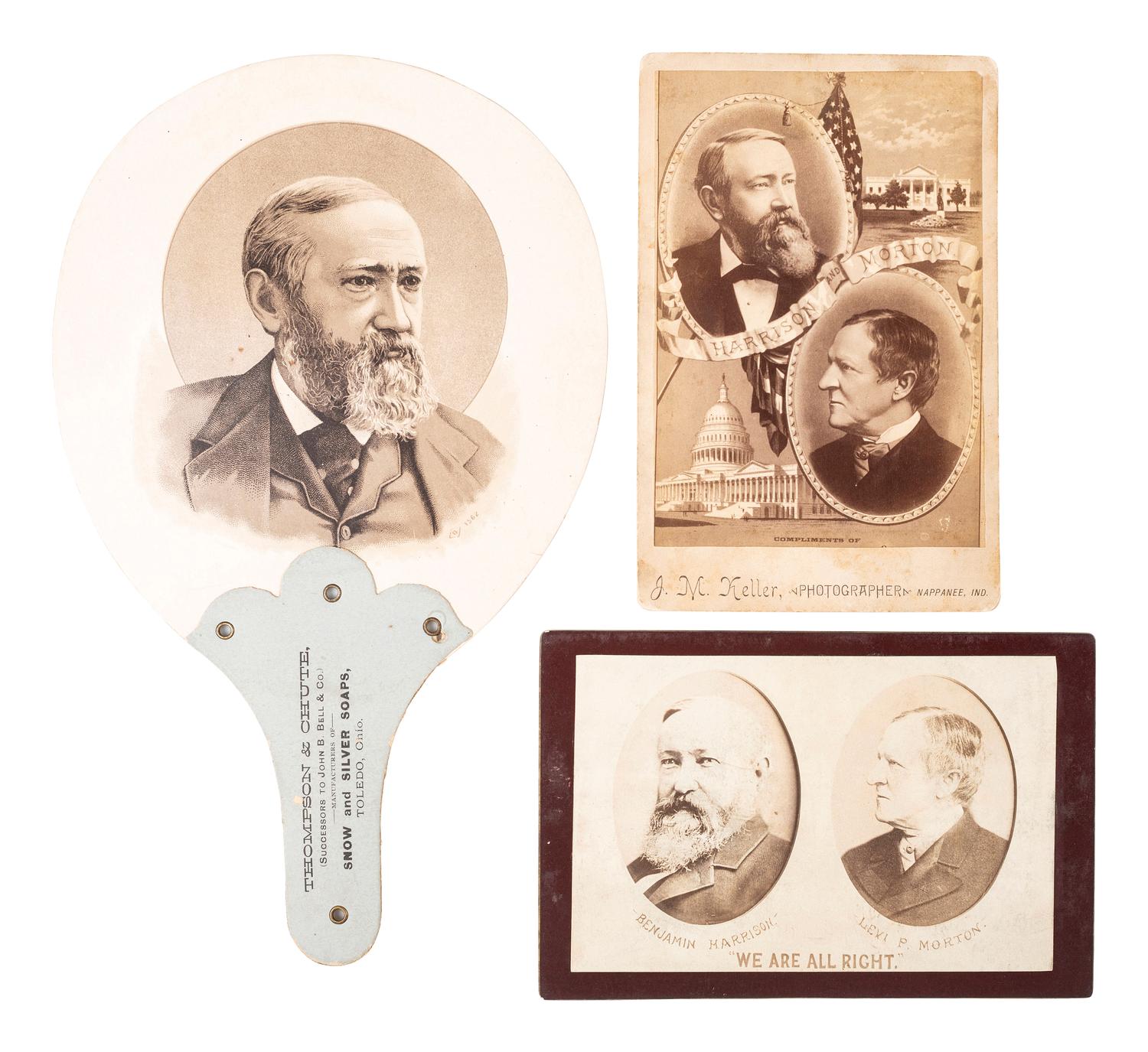 [HARRISON, Benjamin]. Cabinet cards and campaign ephemera, comprising: