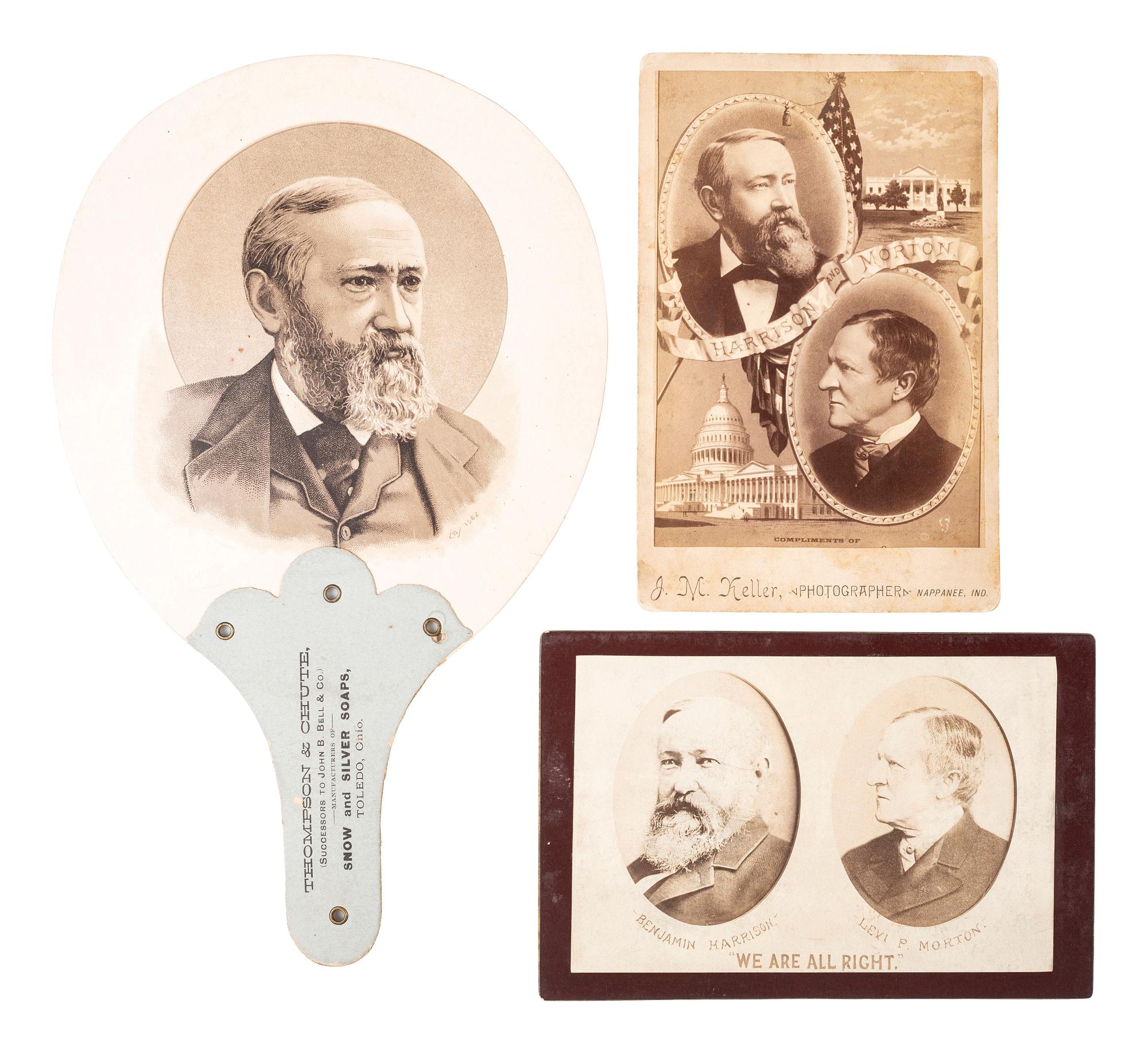 [HARRISON, Benjamin]. Cabinet cards and campaign ephemera, comprising: