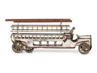 Two Pressed Steel and Tin Toy Fire Trucks