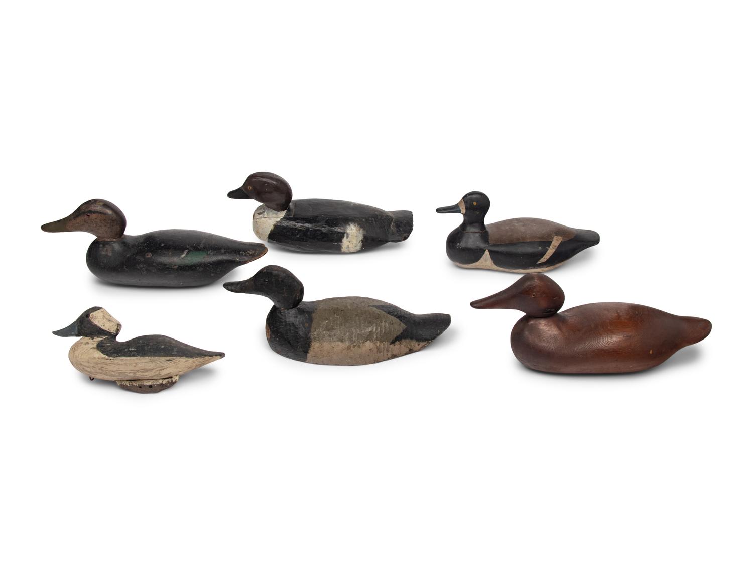 Six Painted Wood Duck Decoys