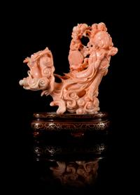 A Pink Coral Carving Height 4 inches.