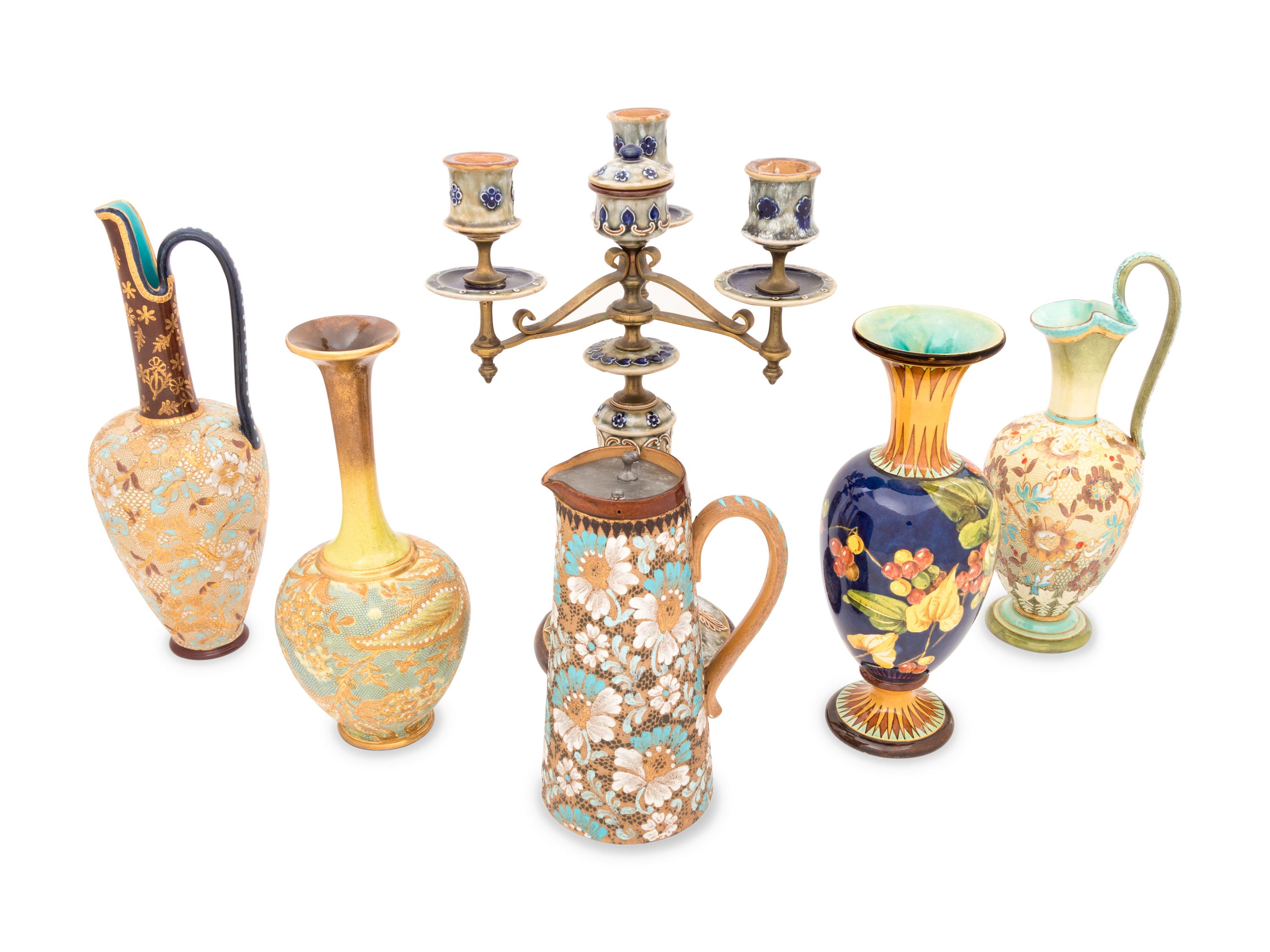 Six Royal Doulton and Doulton Lambeth Stoneware Articles
