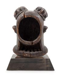 A Bamileke Carved Wood Helmet Mask