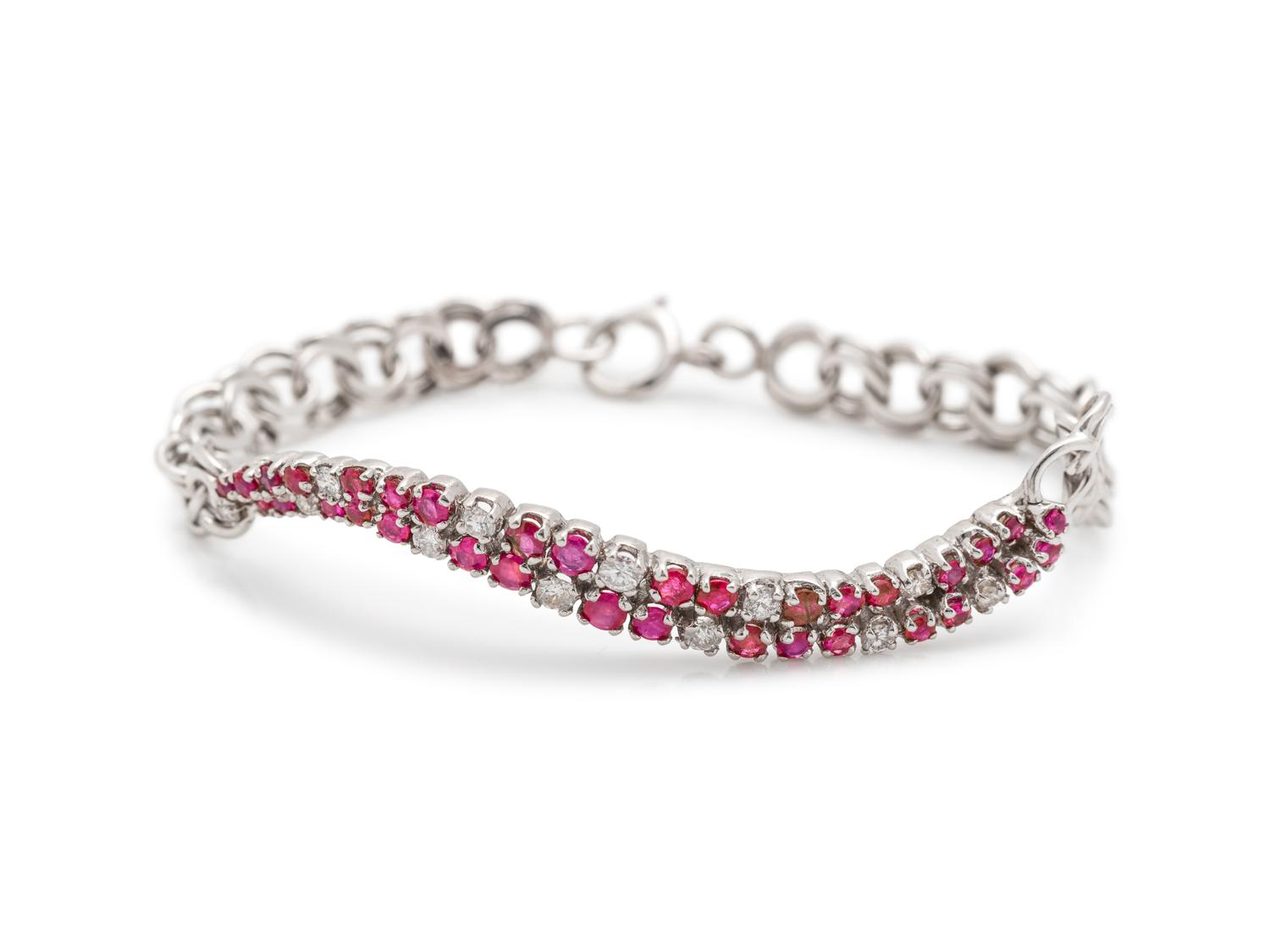 WHITE GOLD, RUBY AND DIAMOND BRACELET