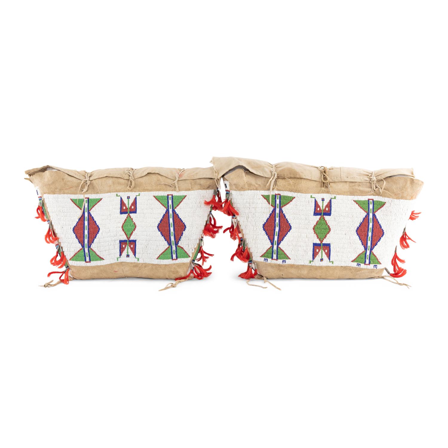 Sioux Beaded Hide Possible Bags, Matched Pair