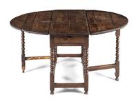 A William and Mary Oak Drop-Leaf Table