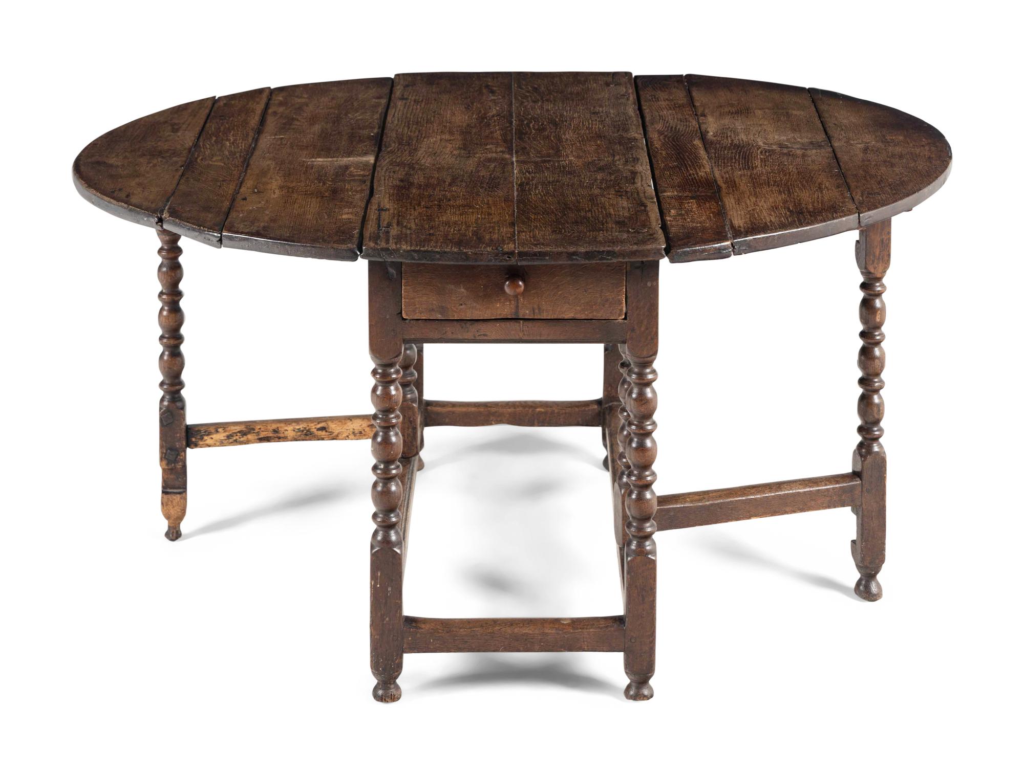 A William and Mary Oak Drop-Leaf Table