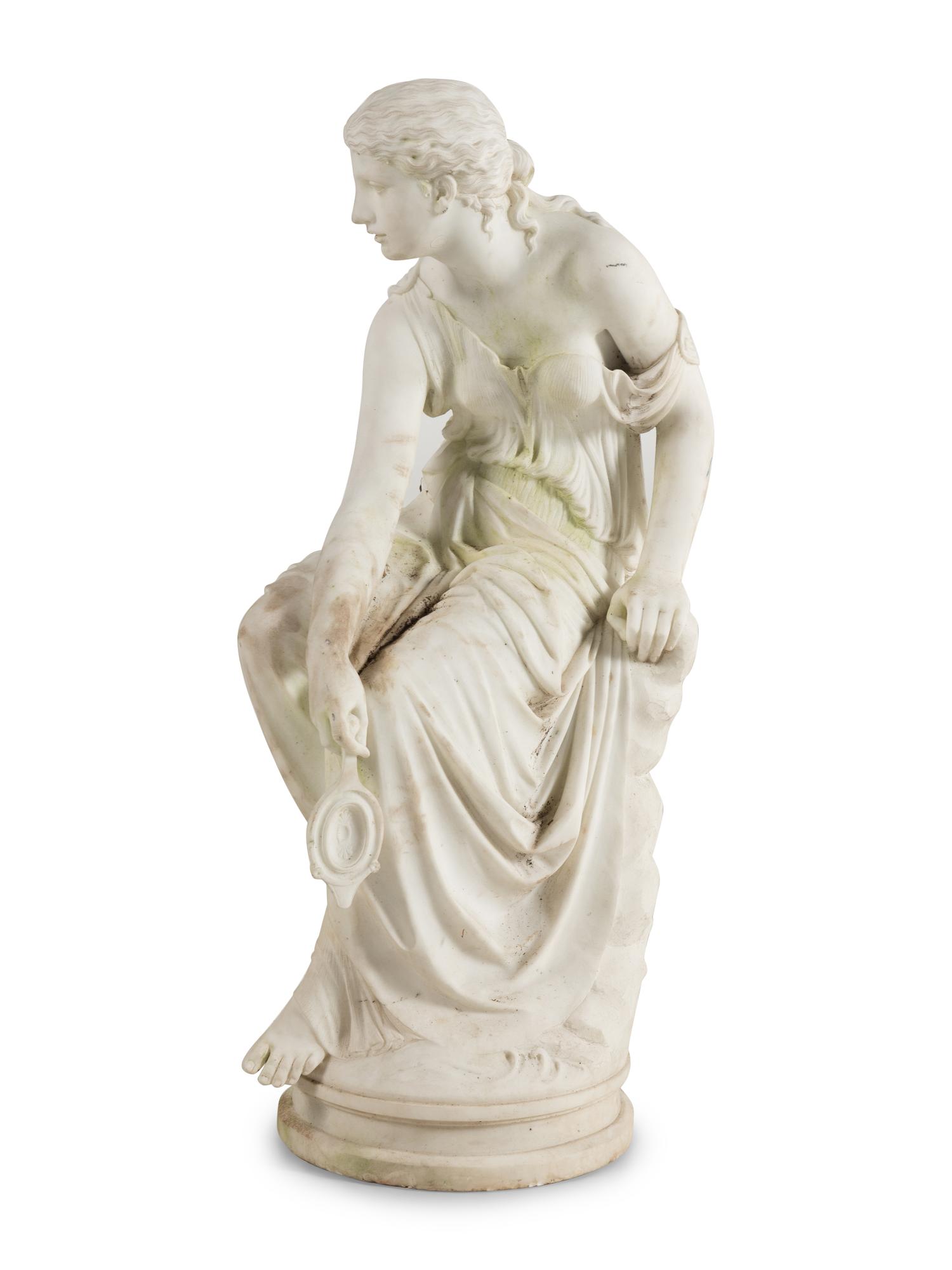An Italian Carved Marble Figure of Psyche