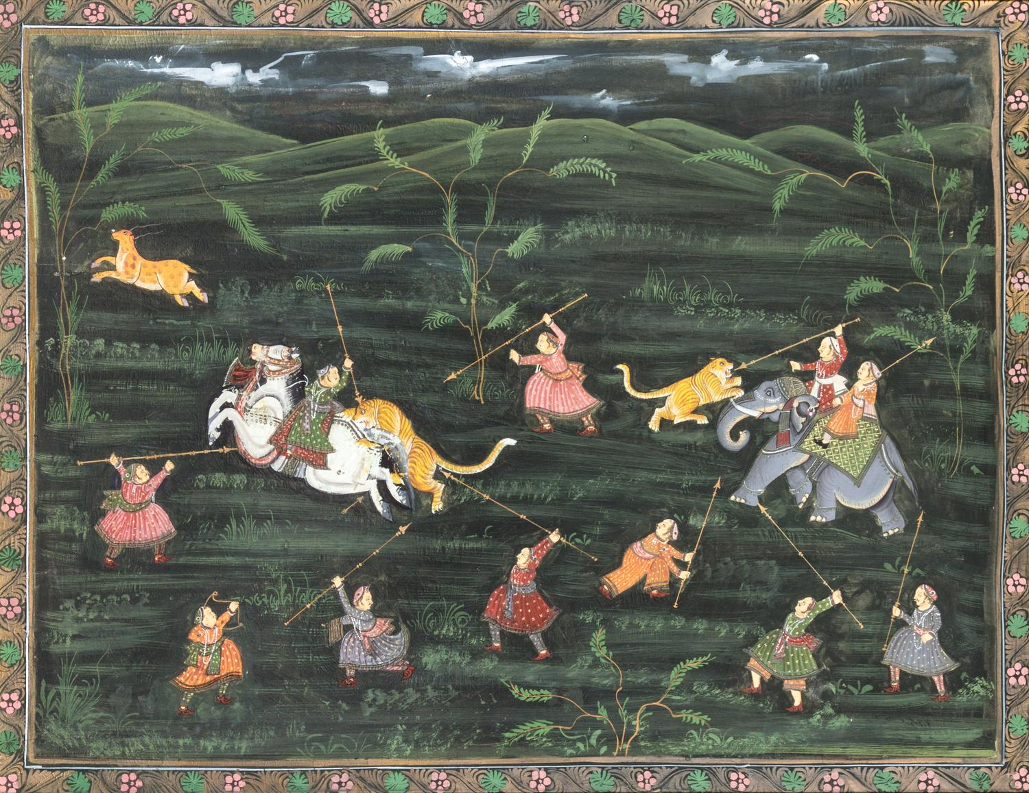 A Large Indian Painting Height 33 x width 43 inches. — 20TH CENTURY