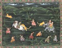 A Large Indian Painting Height 33 x width 43 inches. — 20TH CENTURY