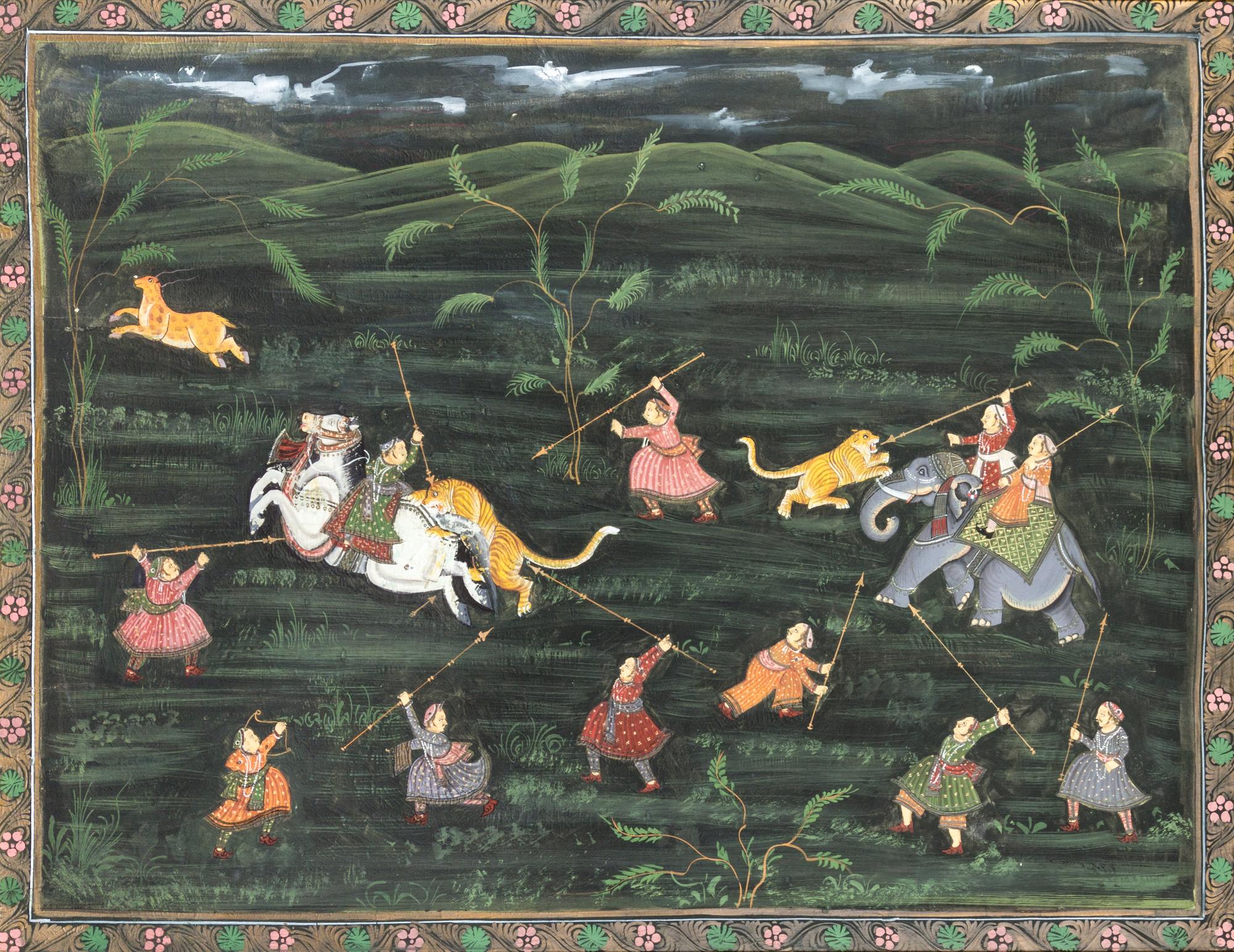 A Large Indian Painting Height 33 x width 43 inches. — 20TH CENTURY