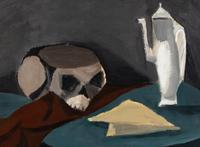 Tabletop Still Life with Skull, Pitcher, and Sheet