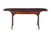 A George III Figured and Brass-Mounted Mahogany Sofa Table