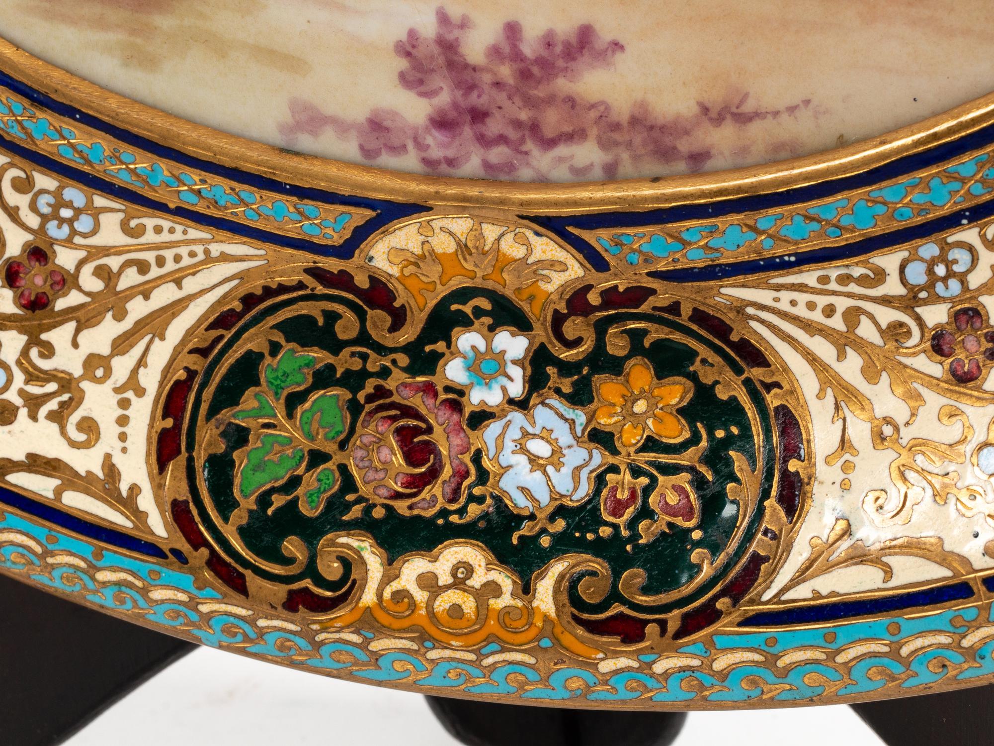 Two French Gilt Bronze and Champlevé Trays