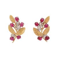 CARTIER, RUBY AND DIAMOND EARCLIPS