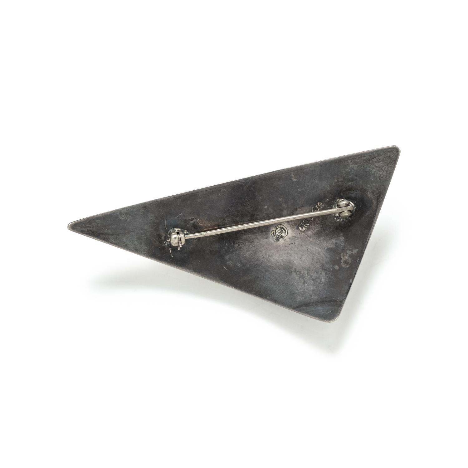 SAM KRAMER, MODERNIST, STERLING SILVER AND CULTURED PEARL BROOCH