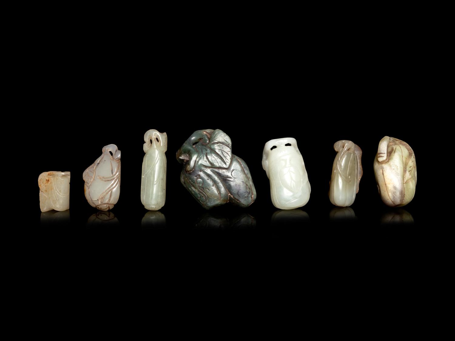 Seven Chinese Jade Carvings of Melons