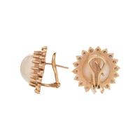 CULTURED MABE PEARL AND DIAMOND EARCLIPS