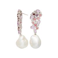 CULTURED SOUTH SEA PEARL, TOURMALINE, AND DIAMOND EARRINGS