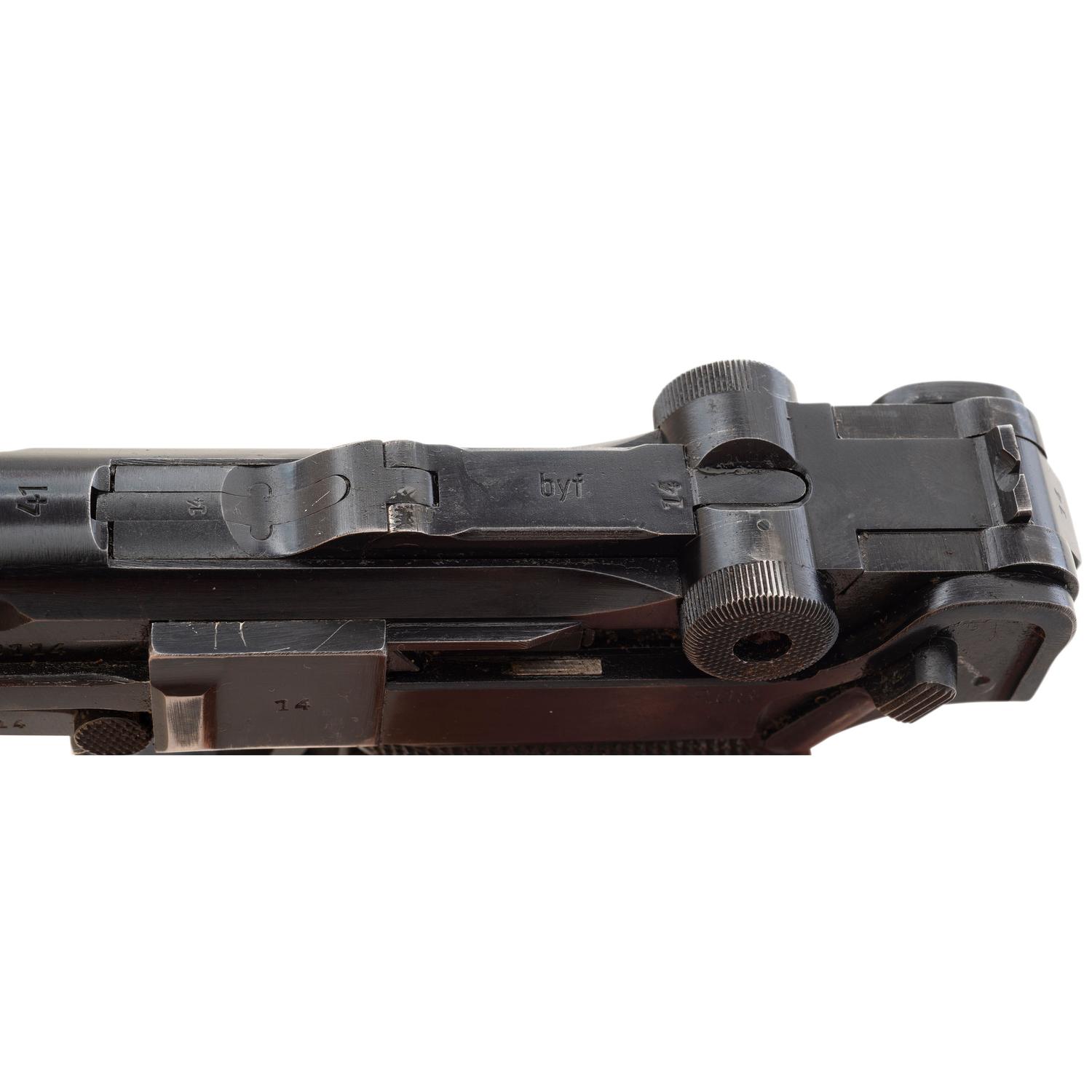 **Mauser byf-Code 41 Dated All Matching P.08 "Black Widow" Pistol with Holster & Spare Magazine
