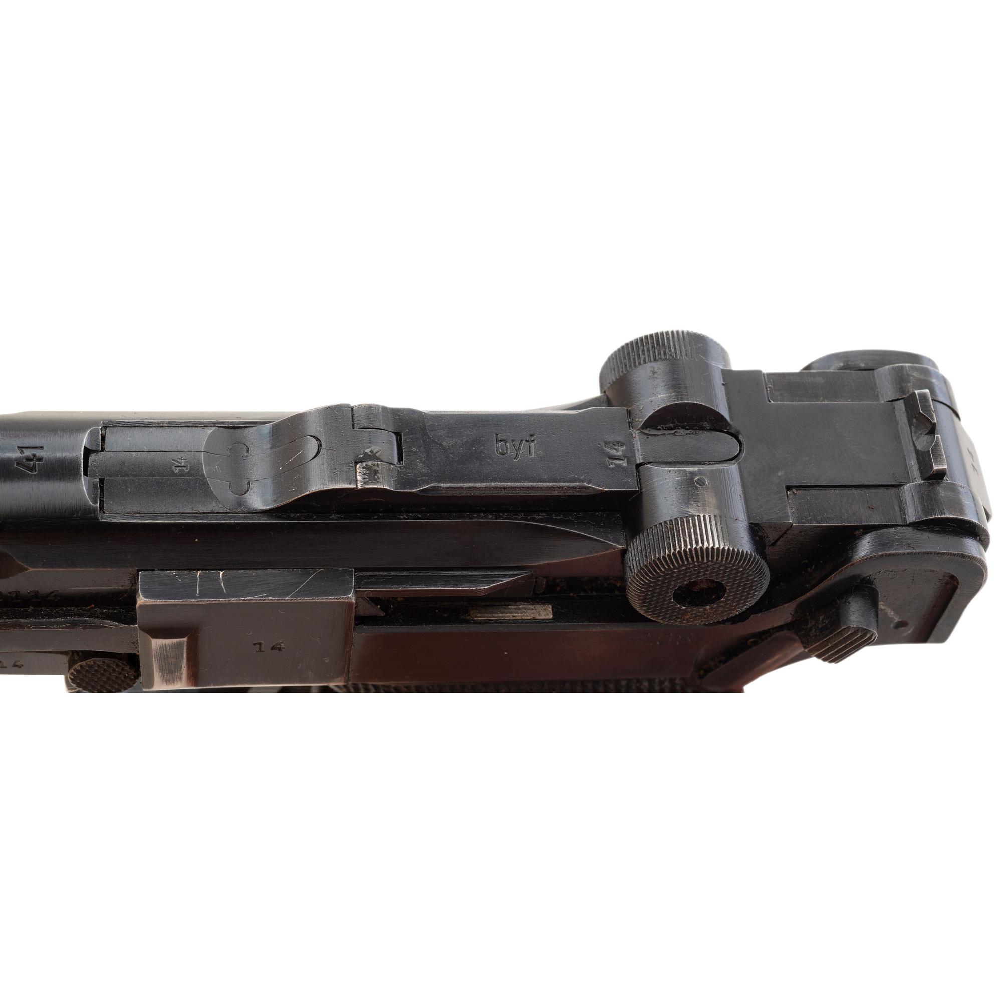 **Mauser byf-Code 41 Dated All Matching P.08 "Black Widow" Pistol with Holster & Spare Magazine