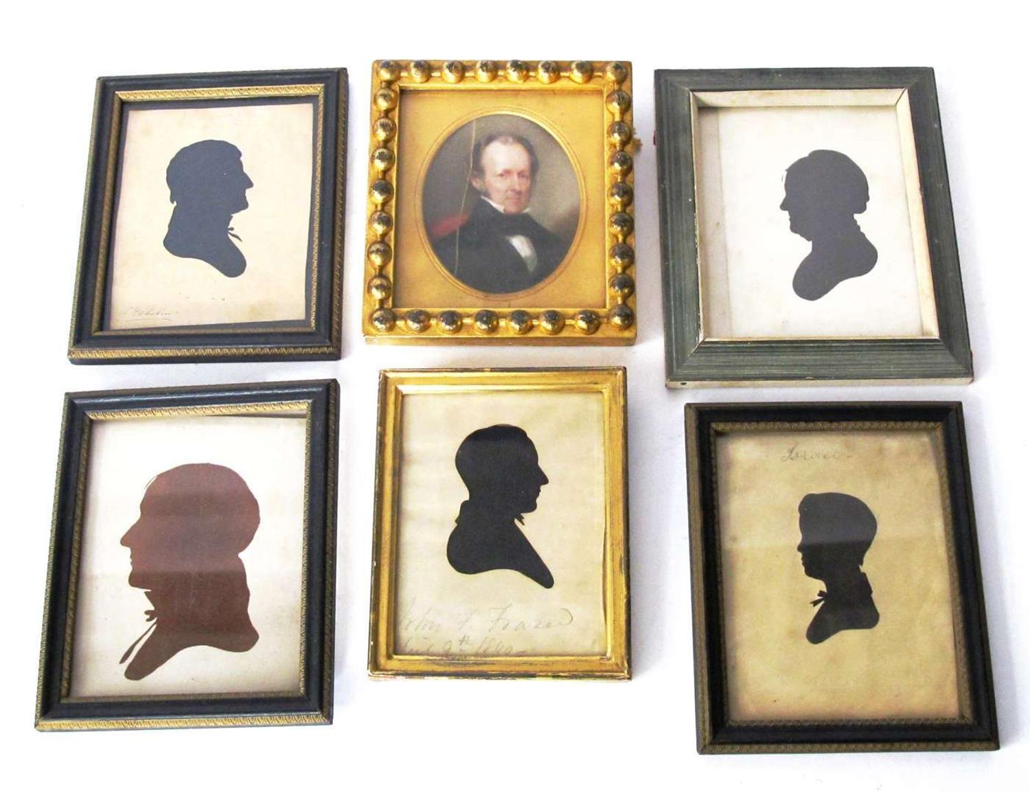 Group of silhouettes and a miniature portrait philadelphia, pa, 19th and 20th century