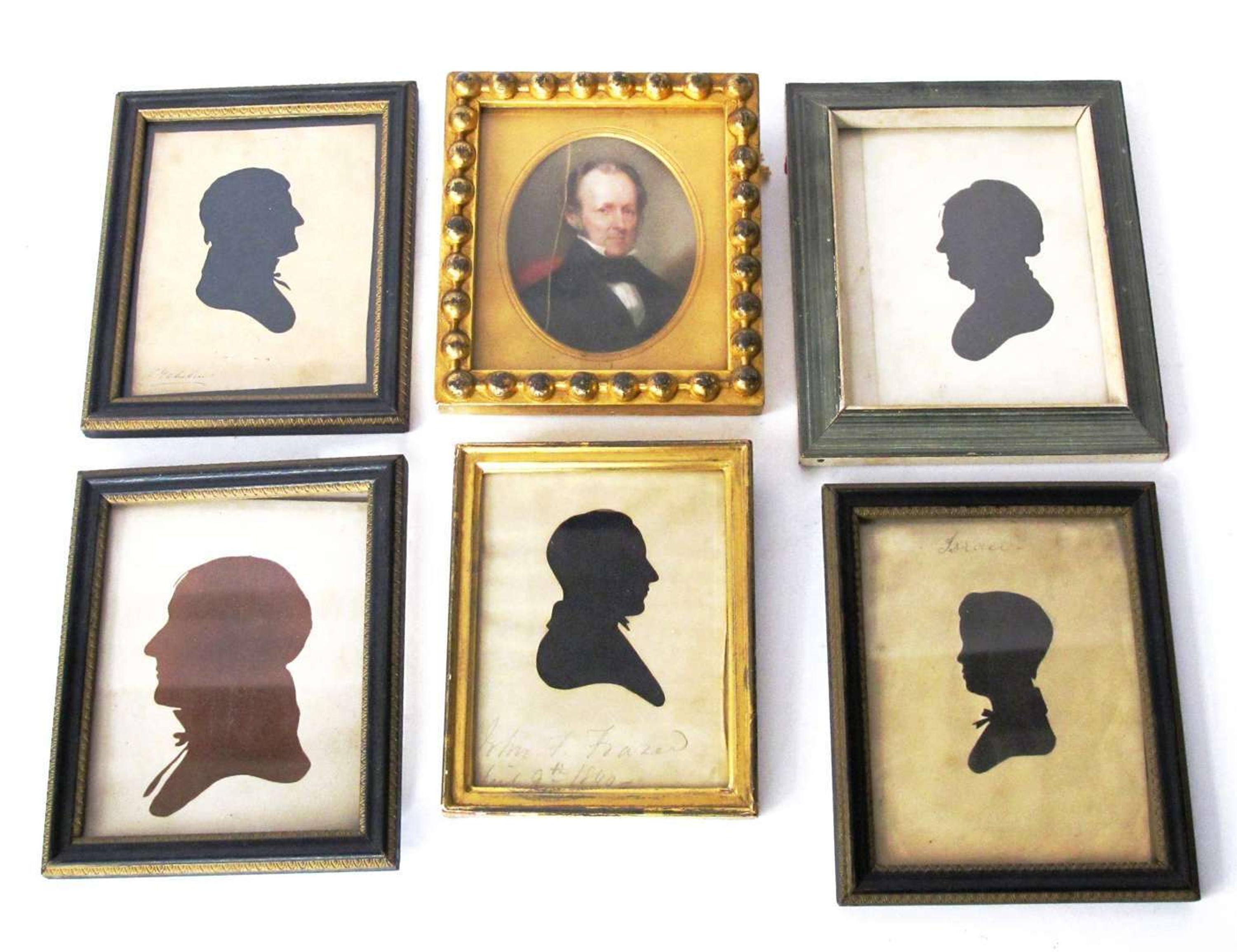 Group of silhouettes and a miniature portrait philadelphia, pa, 19th and 20th century