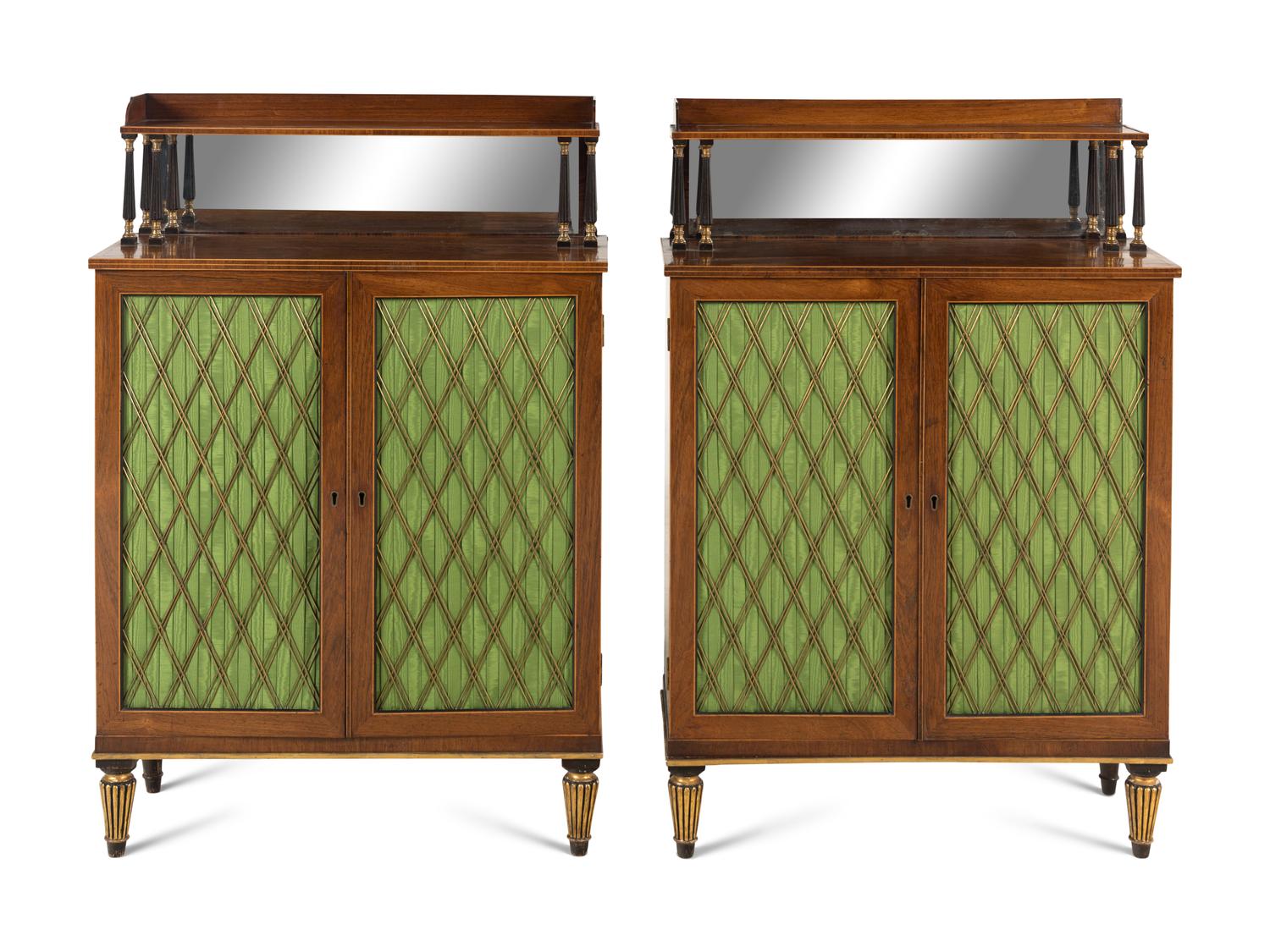 A Pair of Regency Brass-Mounted Rosewood Chiffoniers