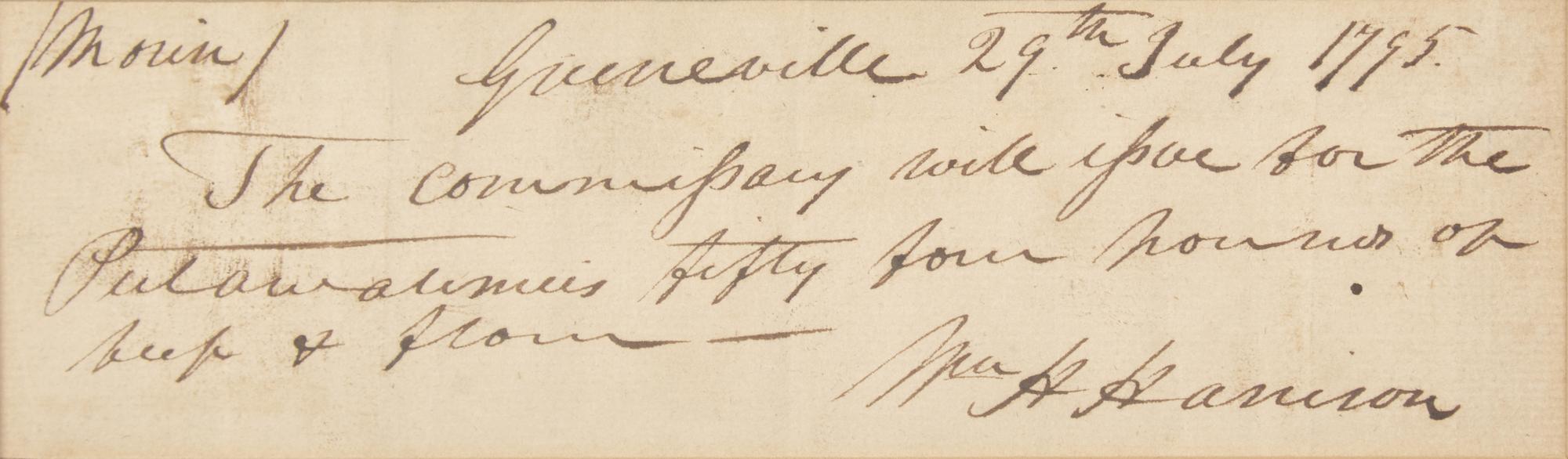 [Presidential] Harrison, William Henry. Manuscript Document, signed